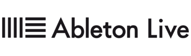 Ableton Live logo in black on a white background, featuring a vertical bar graphic and the text 'Ableton Live'.