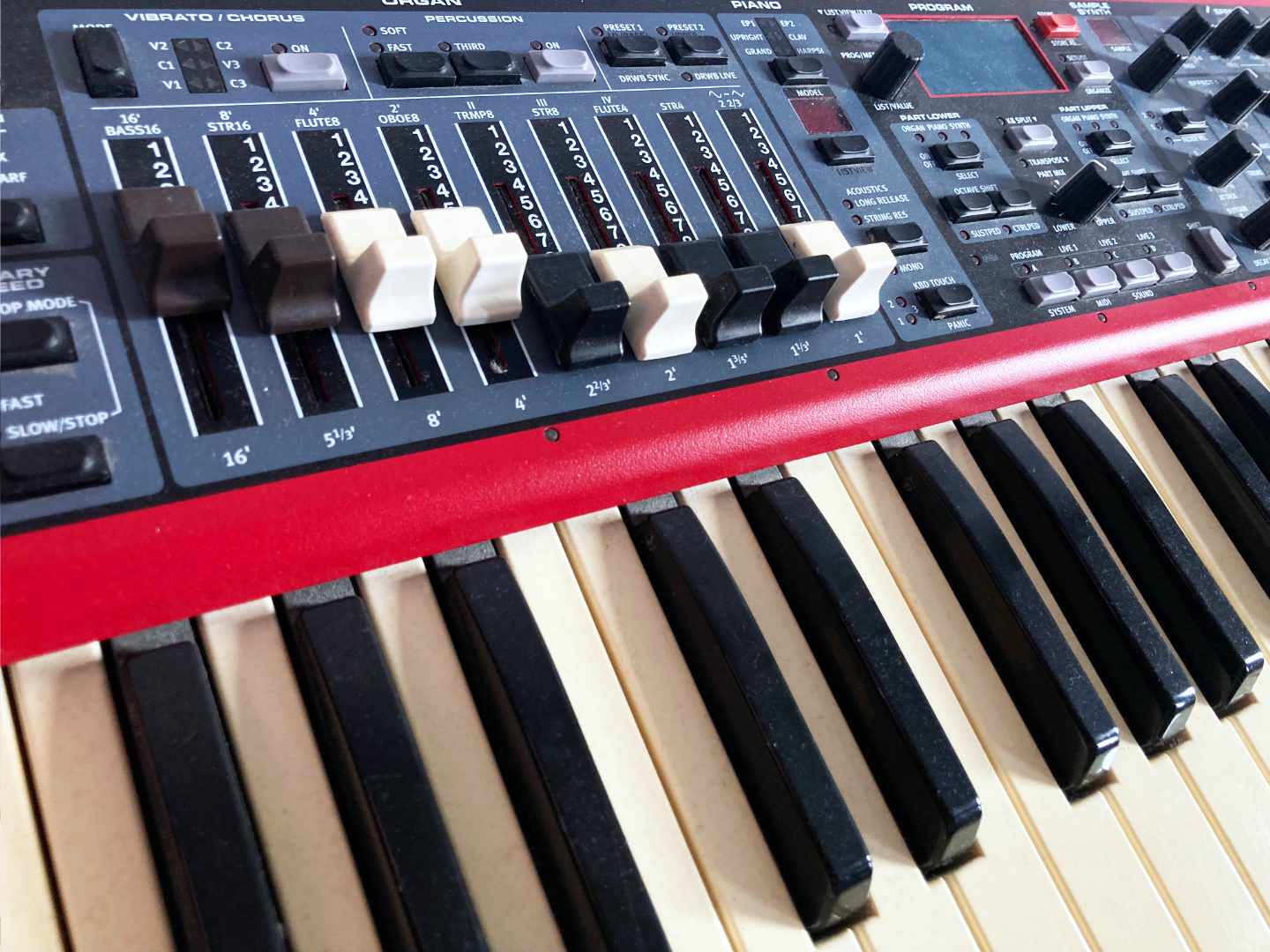 Close-up of a keyboard with control panel
