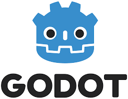 The official Godot logo, featuring a stylized blue robot head with white eyes and a wide grin above the word 'GODOT' in bold black letters, set against a plain white background.