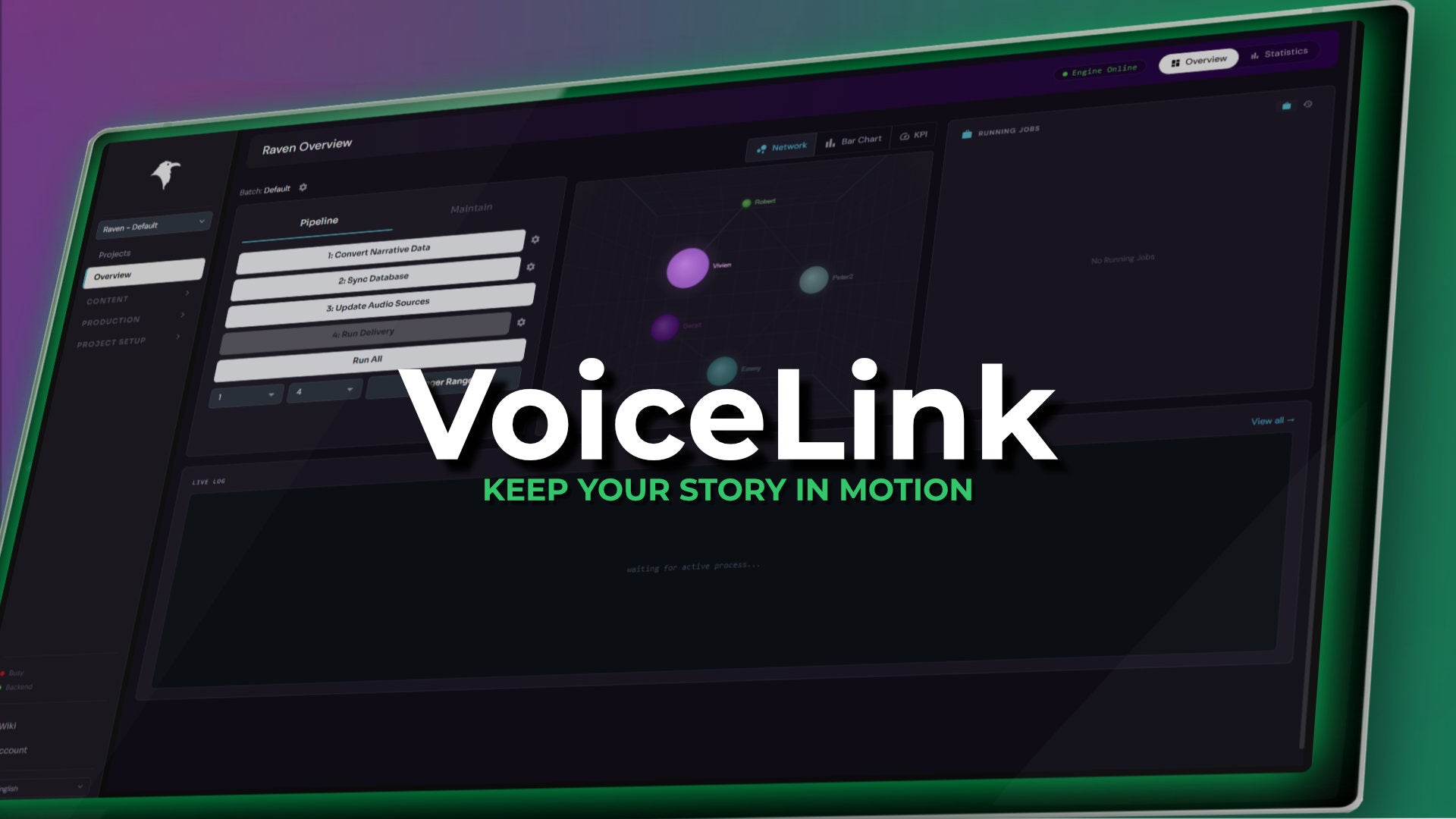 voice link narrative pipeline for video games mockup