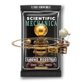 A black retail pouch labeled 'SCIENTIFIC MECHANICA' with a central illustration of brass gears, a golden sphere, and a small globe. The pouch also reads 'SOUND BOOSTER', '24bit', 'ucs', and '96kgh'.